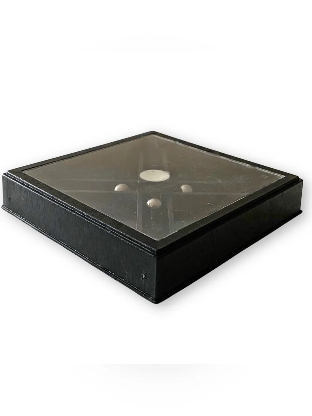 Vintage 1970s Acrylic Black Square Dexterity Kinetic Ball Desktop Puzzle Game